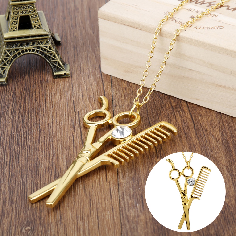 Hu Hu Hu Hu Hu Alat Bantu Pasang Kacamata♡ Kalung Rantai Liontin Guntingsisir Hias Berlian Imitasi Gaya Trendy Untuk Priawanita