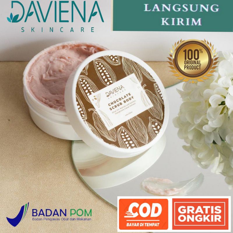 Body Scrub Chocolate Daviena Skincare Lulur Mandi Pemutih Badan Rempah Permanen Davienaskincareoffic