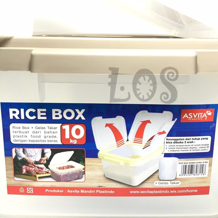 

gr20111r Tempat Beras Mini-Rice Box Asvita 10Kg (00299.00028) - Putih Sv012Ss