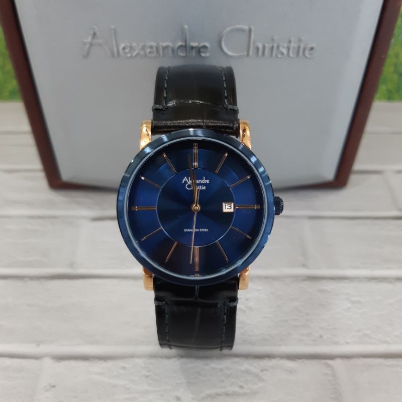 jam tangan wanita original AALEXANDRE CHRISTUE AC8344LD LEATHER STRAP