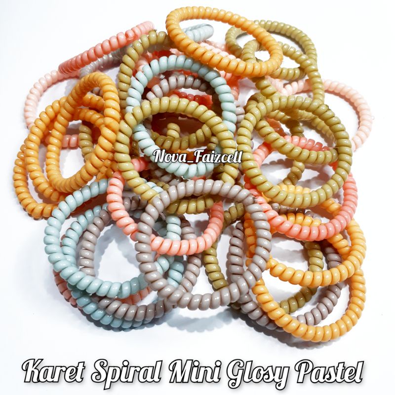 3 pcs / Set Karet Spiral Glosy Pastel Besar / Mini Dewasa