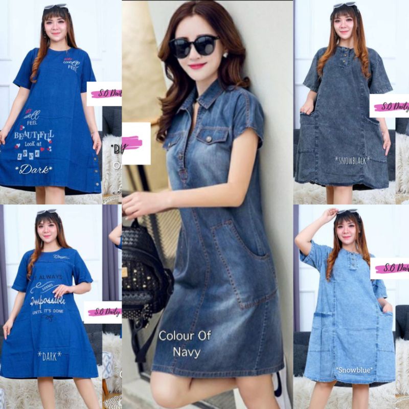 Dress Jeans Wanita Jumbo/ Baju Wanita Jumbo / Daster Jumbo/ Dress Jumbo / Jeans Jumbo / Dress Jeans 