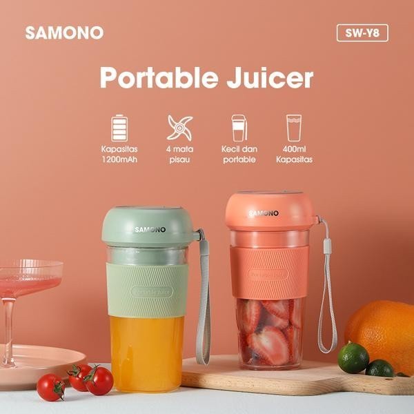 Samono 400ML Juicer Plastik Blender Portable USB 4 Mata Pisau Blender Mini Food Grade Orange dan Gre