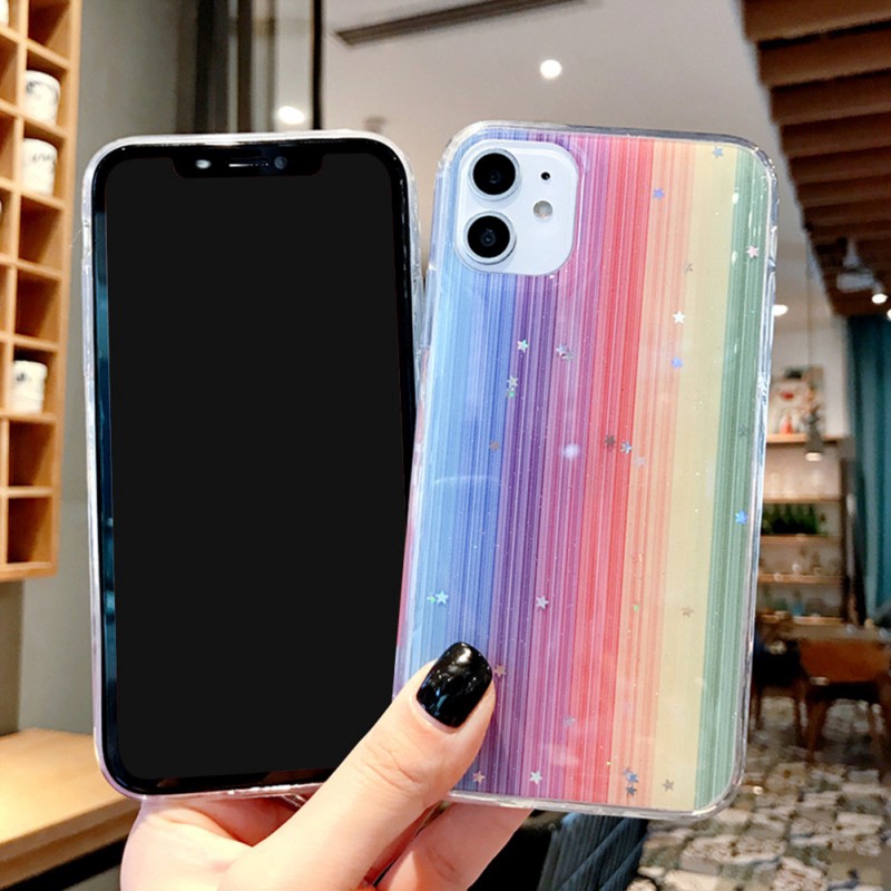 Soft Case Bahan Tpu Desain Bintang Dan Pelangi Aksen Glitter Untuk