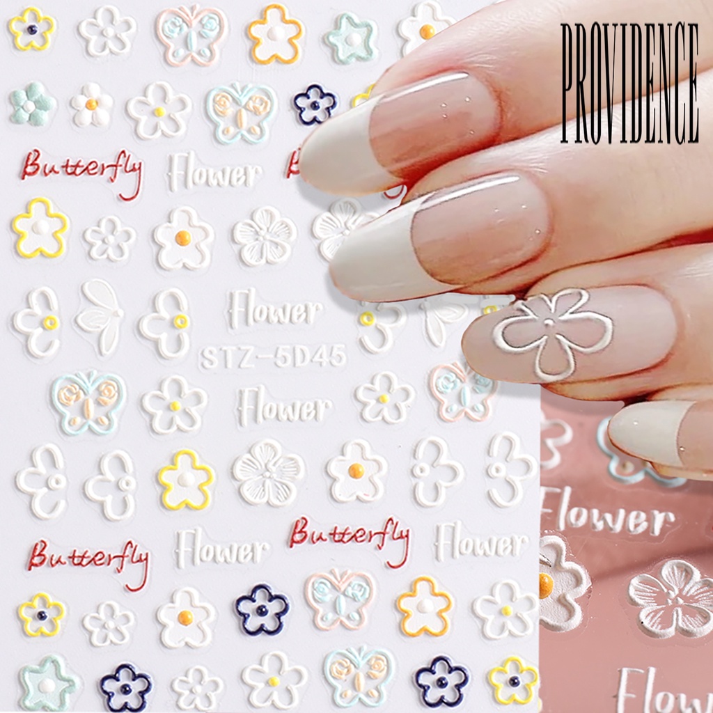 Providence Stiker Kuku 3d Motif Kupu-Kupu / Hati / Tulisan Bahasa Inggris Untuk Dekorasi Nail Art DIY