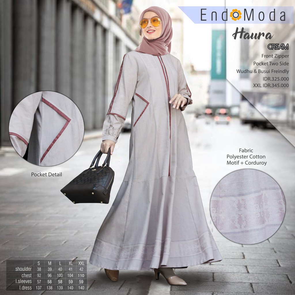 Gamis endomoda Haura Cream
