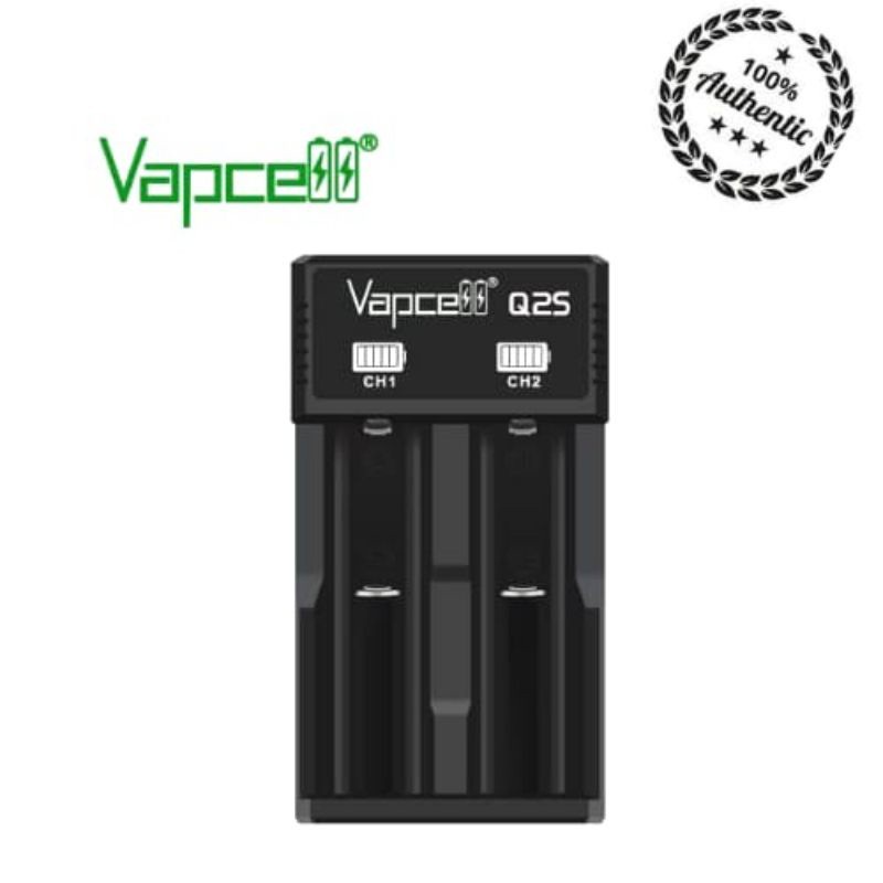 Authentic Charger VAPCELL Q2S Battery Charger 2slot 18650 21700 dll
