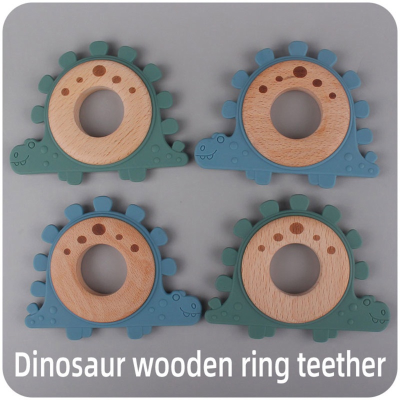 Mary Mainan Teether Bayi Bahan Silikon Bentuk Kartun Dinosaurus