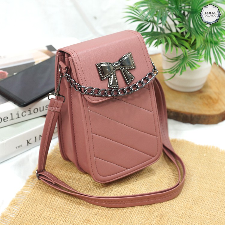 Luna Aura Tas Pouch Hp Wanita Bordir Pita Rantai 2431 Tas Murah Tas ootd Tas Wanita Kekinian