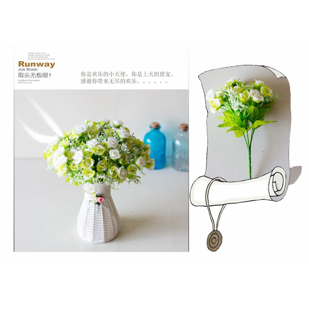 Bouquet / Bucket / Per Tangkai Mawar kecil Mawar simulasi bunga plastik / / Bunga Hias Artificial-Putih
