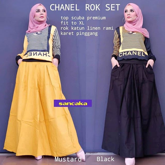 (KATUN) CHANEL ROK SET  | Set Setelan Berhijab Wanita Murah | hoppipola WD1