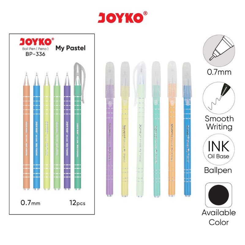 

BOLPEN JOYKO BP-336 MY PASTEL | PULPEN MURAH JOYKO | PENA 0,7mm | ECER / SATUAN