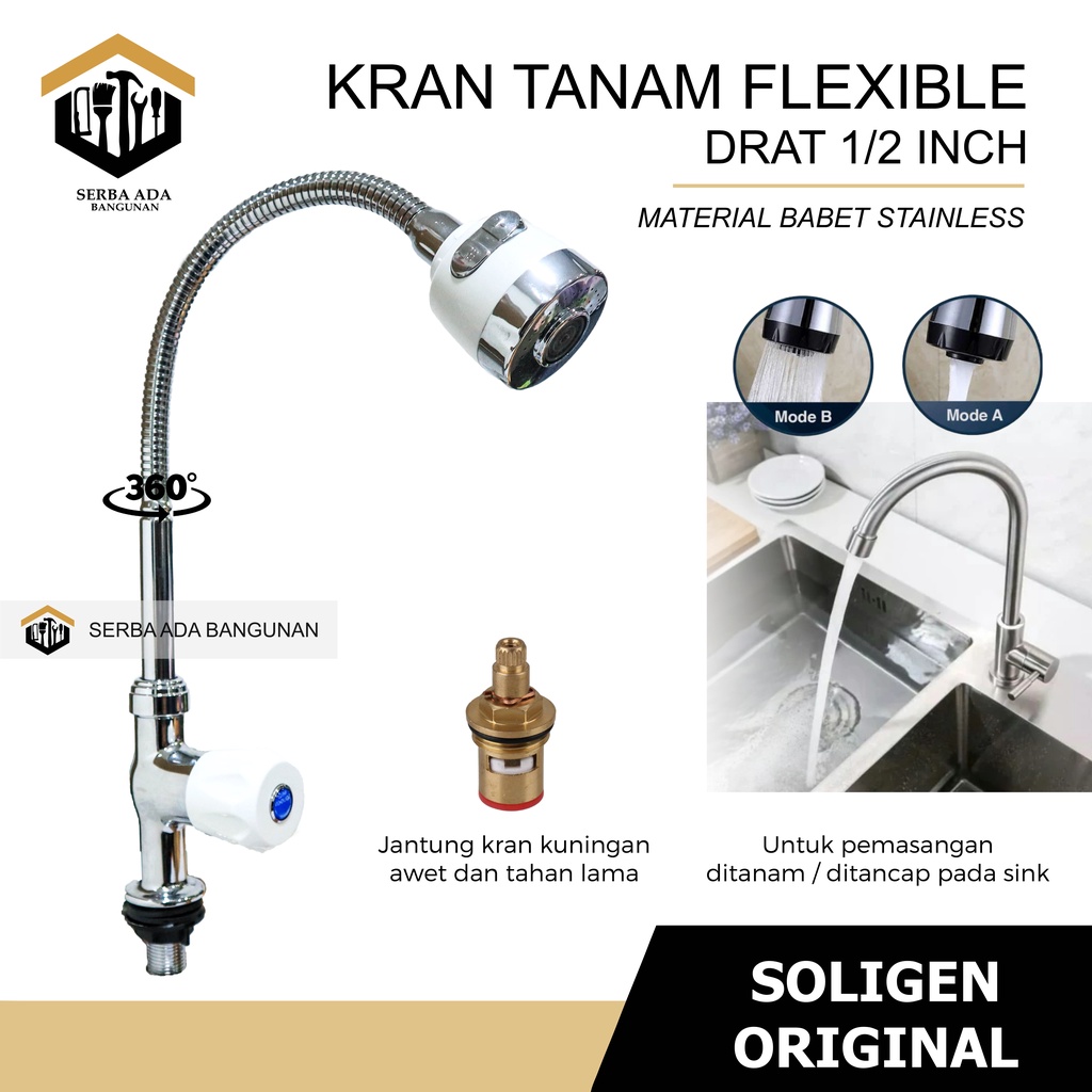 Kran Angsa Fleksibel NEW SOLIGEN Keran Cuci Piring Flexible Tanam BS2 BS2B BS3C BS3 BS3W