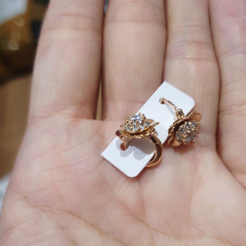 Anting Premium Quality lapis emas Anti karat anti alergi earring zircon mata halus 026