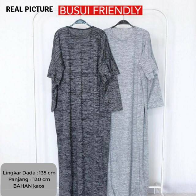 (COD) Gamis Jumbo BUSUI Fit XXL Lingkar Dada 135cm Shade Tangan Rumbai