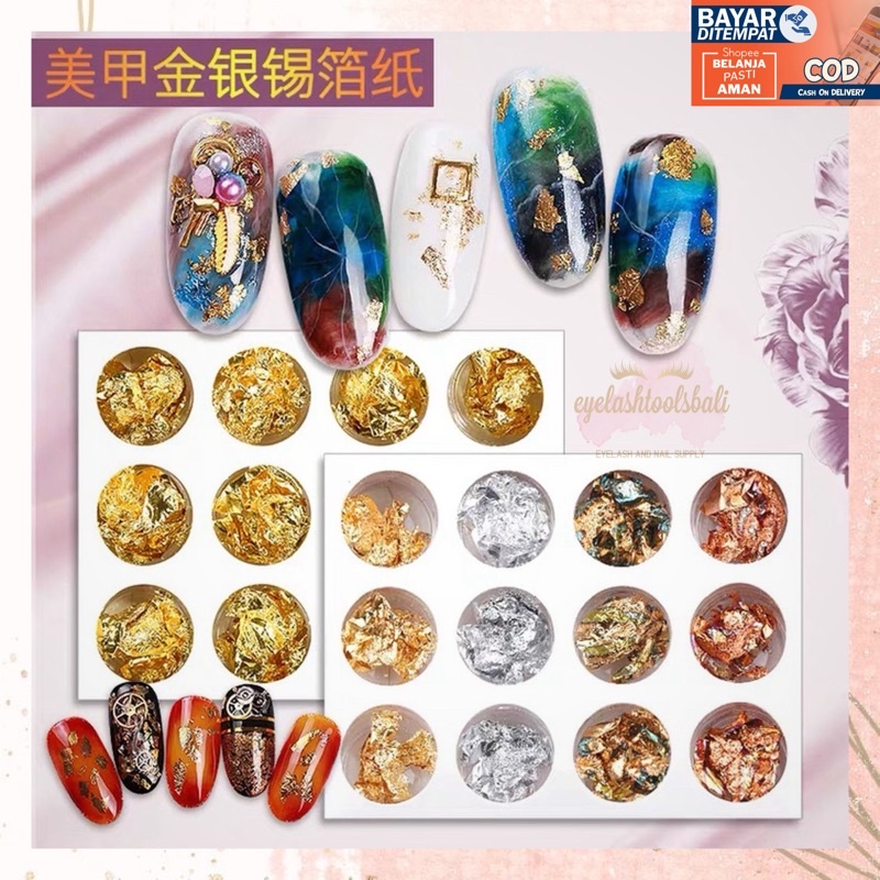 HIASAN ACC FOIL GOLD SILVER NAIL ART 1 PCS