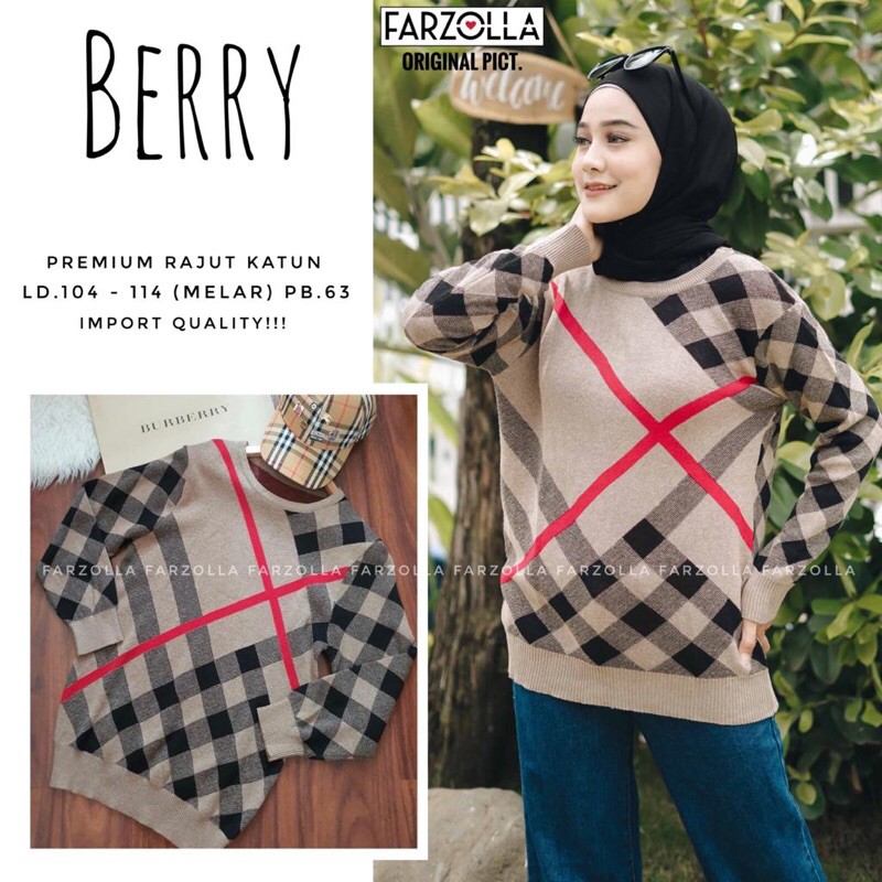 Berry Swaeter Wanita Rajut Knit Halus Premium Ld 104-114 Jumbo Fit XXL Best Quality By Farzola