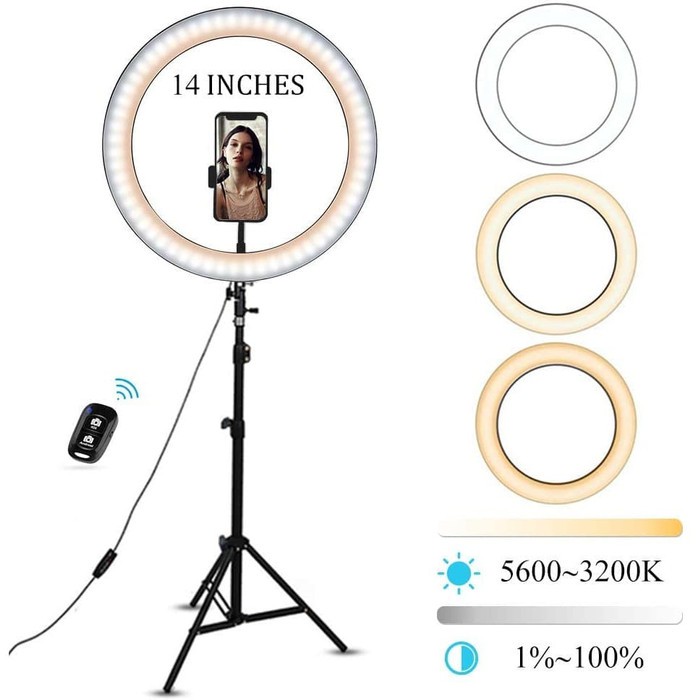 Ring Light 36cm Wireless + Light Stand Tripod 2M 1.6M 1.1M Selfie Led