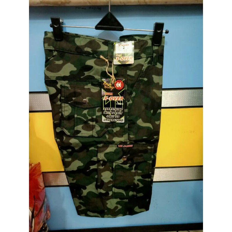 Celana PDLPendek/ kargo motif doreng/ army terbaru size 27-34 termurah