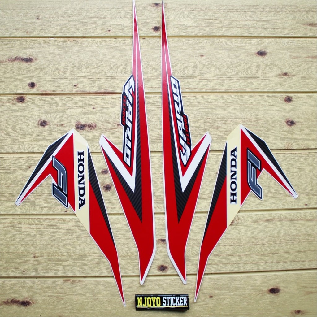 STIKER STRIPING VARIO 125 LED 2015 PUTIH CORAK MERAH