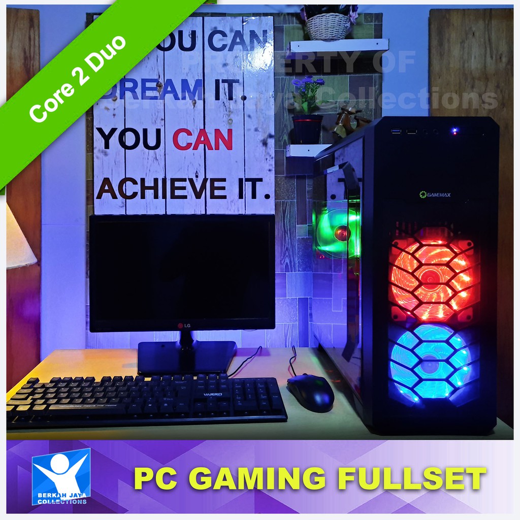 Cpu Komputer Gaming dan Monitor 16 inch square PAKET Murah Fullset