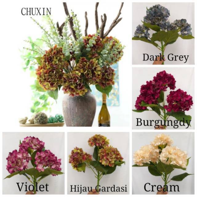 Hortensia Artificial/Hortensia Hydrangea Cabang 5 Artificial/Hydrangea Artificial/Bunga Hydrangea