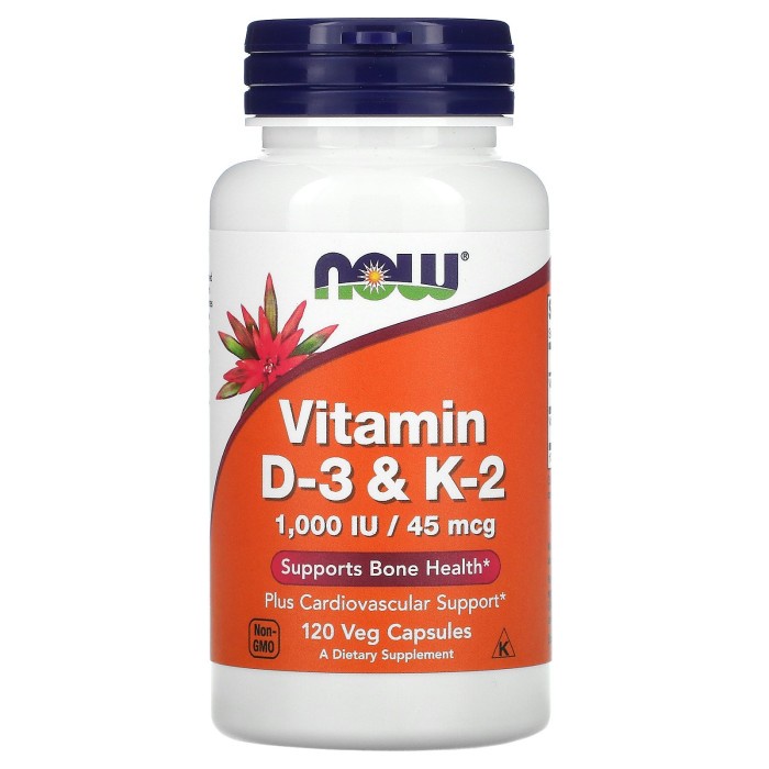 Kesehatan - Suplemen Vitamin D3 & K2 Now Foods Isi 120 Untuk Kesehatan Jantung Dan