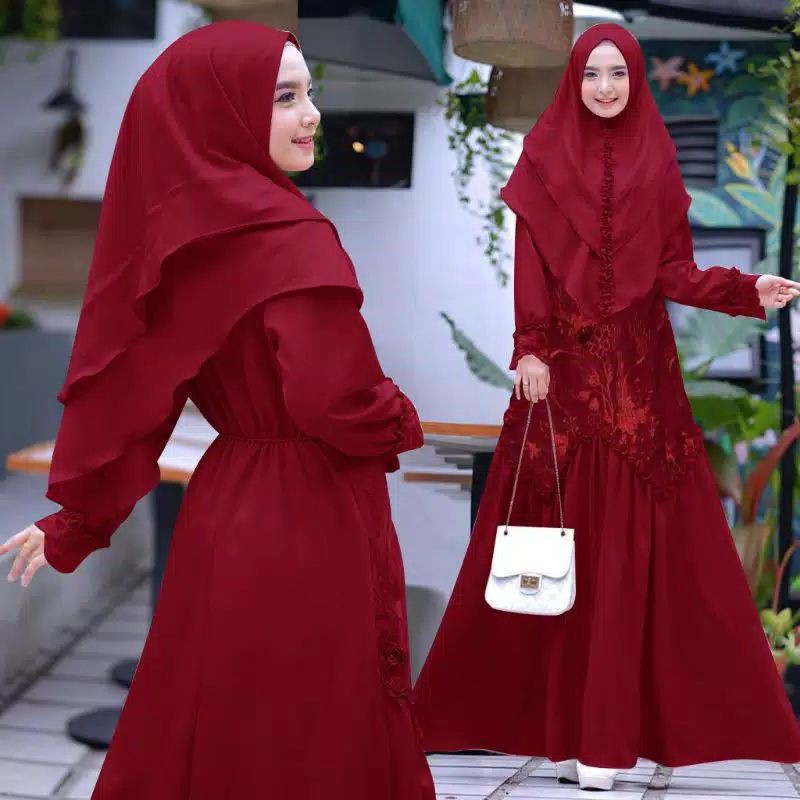 GAMIS SYARI MUSLIM DRESS COUPLE BRUKAT PREMIUM LENGAN PANJANG MODEL TERBARU WANITA