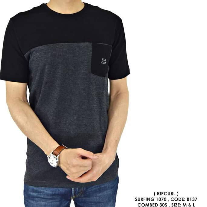 TERLARIS BAJU KAOS COWOK PRIA POLOS SURFING DISTRO RIPCURL RIP CURL 137 - seperti di foto, M