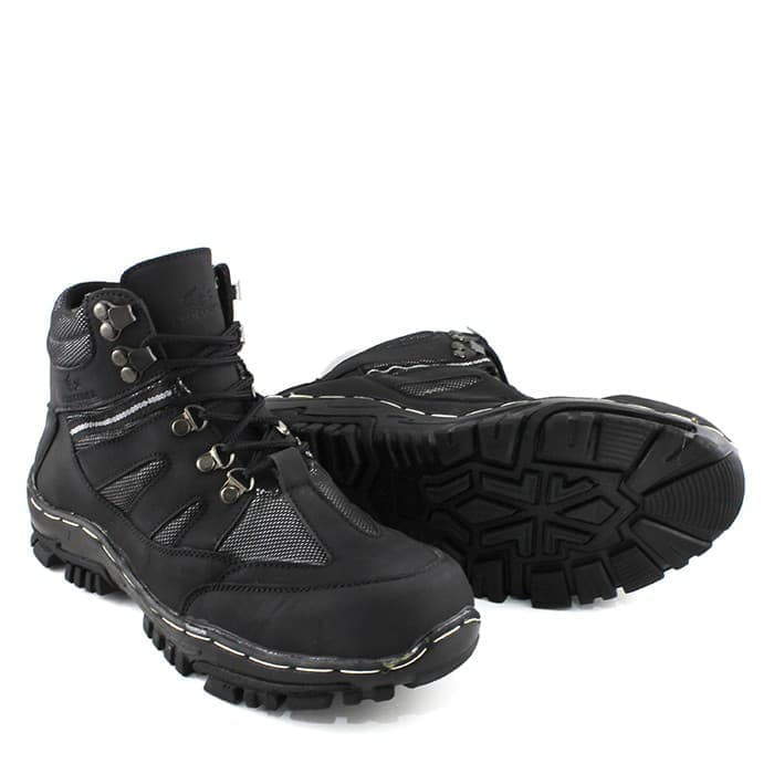 Sepatu Boot Kulit Crocodile / Sepatu Kulit Import Ujung Besi Original - Hitam, 39