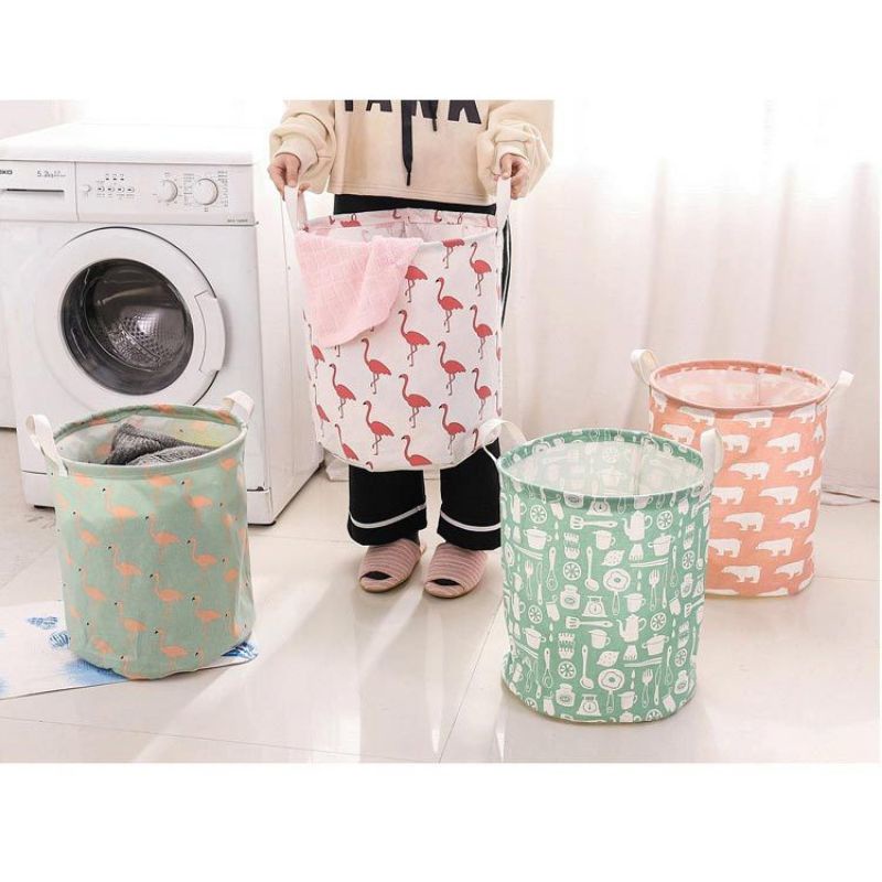 Keranjang Laundry Baju Kotor Motif Karakter Lipat Basket Storage Pakaian Hamper