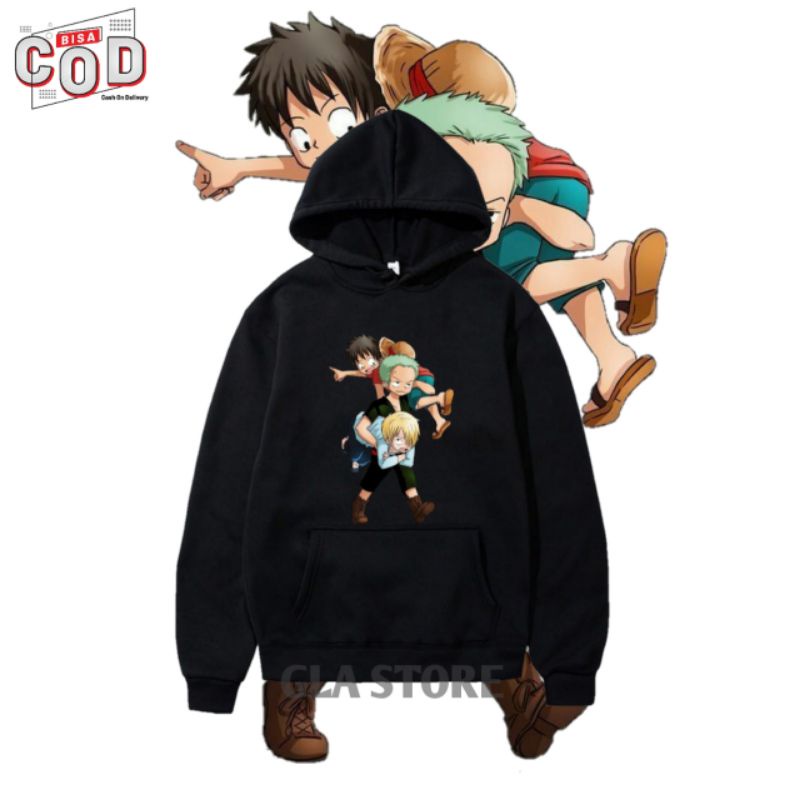 sweater Hoodie anime one piece team/jaket one piece anak-GLA STORE