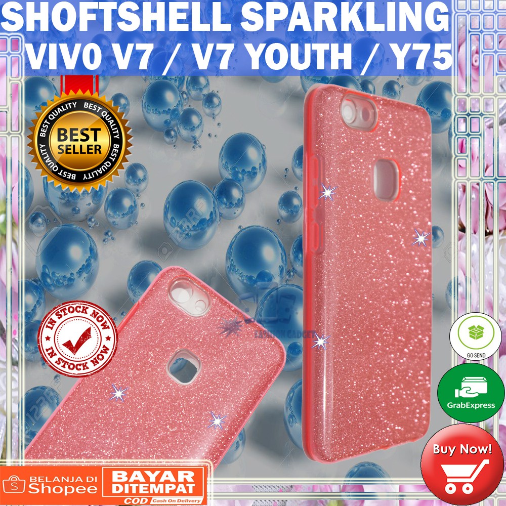 (Warna Acak Pink / Red) Silikon Vivo V7 / V7 Youth / Y75 Ultrathin Vivo V7 Case Sparkling Blink Case Glitter Soft Case Jelly Case Silicone Casing Kasing Kesing Sarung Hp Vivo V7