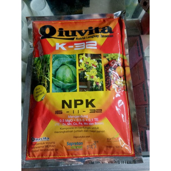 QIUVITA K-32 Pupuk NPK 16-11-32 kemasan 500 gram