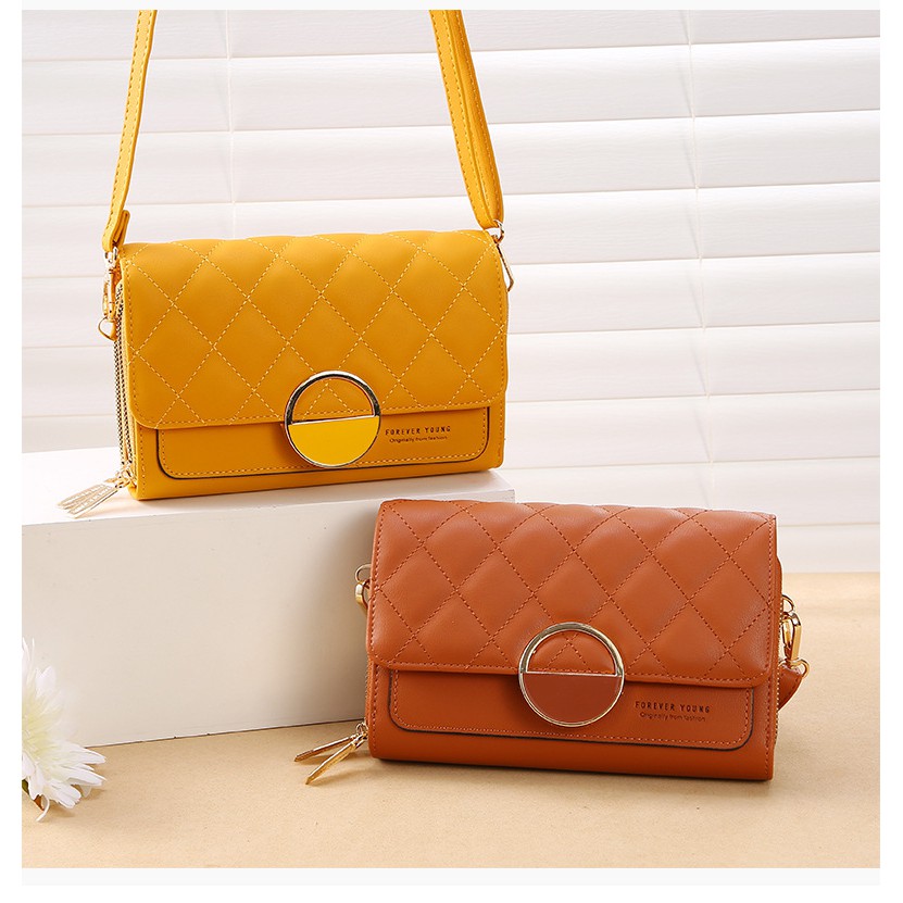 KhatinStore Tas Selempang Wanita Terbaru Import / Dompet HP Trendy / FOREVER YOUNG 4 IN 1 - KB351