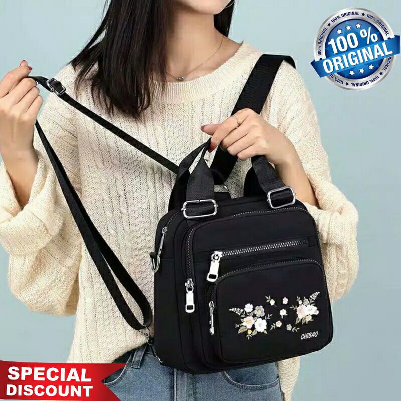 Original TAS WANITA IMPORT 3in1 CHIBAO MOTIF BORDIR BUNGA JINJING SELEMPANG RANSEL TERBARU