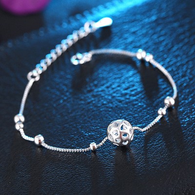 925 perak sterling gelang wanita lucky turn bead gelang fashion perhiasan