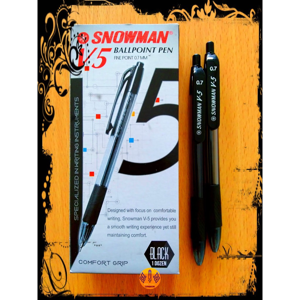 

Pulpen Cetrek Ballpoint Pen Snowman V-5 Hitam Fine Point 0,7 mm