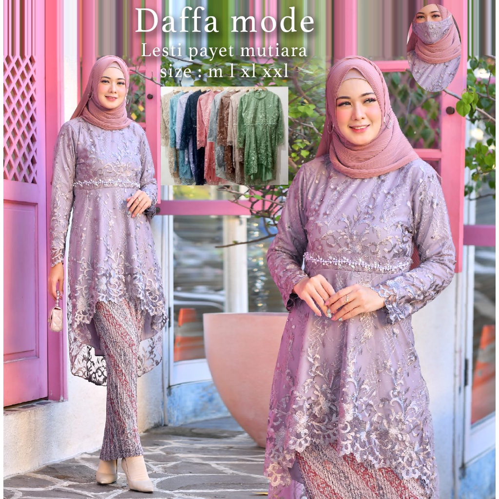 Stelan Tunik Lesti Payet Mutiara / Tunik Tulle Mutiara / Atasan Kebaya / Kebaya Modren