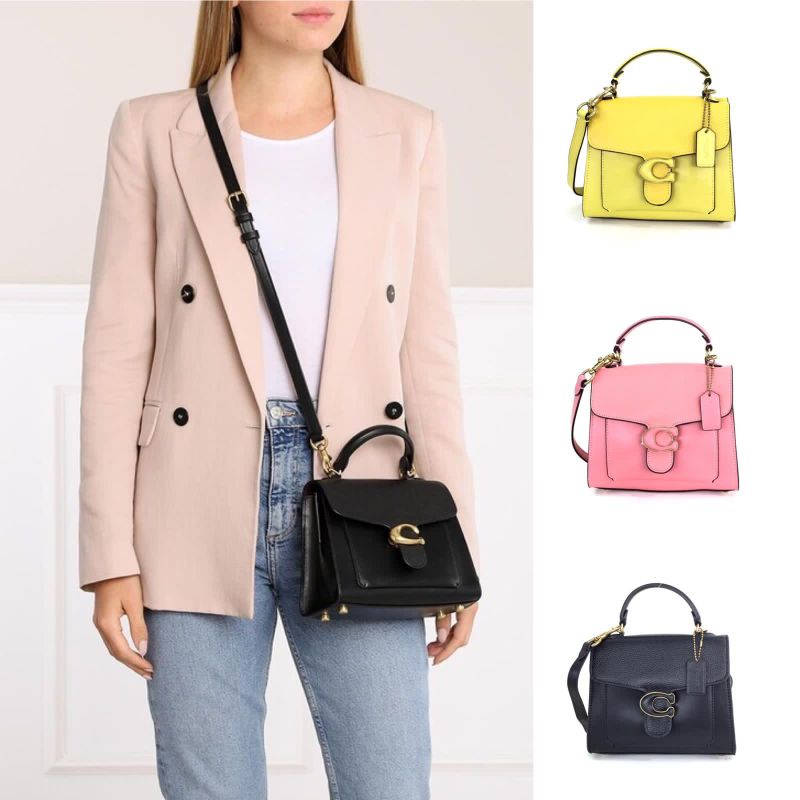 Coach Mixed Leather Tabby Top Handle 20 crossbody tas selempang slingbag original authentic black ye