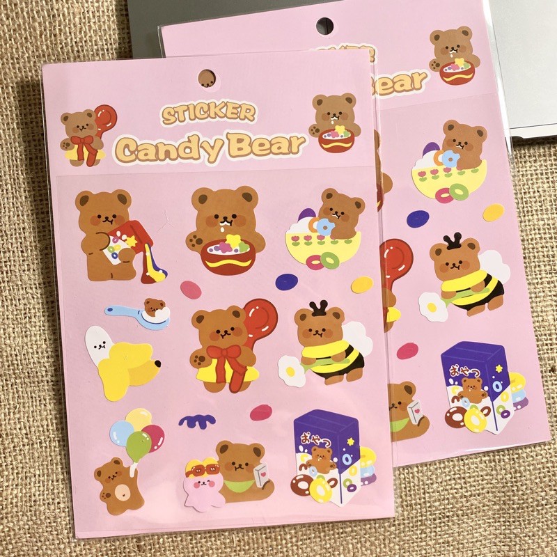 

Beary breakfast stickers ( Stiker aesthetic Stiker korea Sticker bujo Sticker journaling )