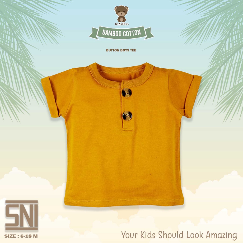 Bearhug Bamboo Cotton Atasan Bayi Laki-Laki Kancing 2 Lengan Pendek BNF91 6-18 Bulan-4