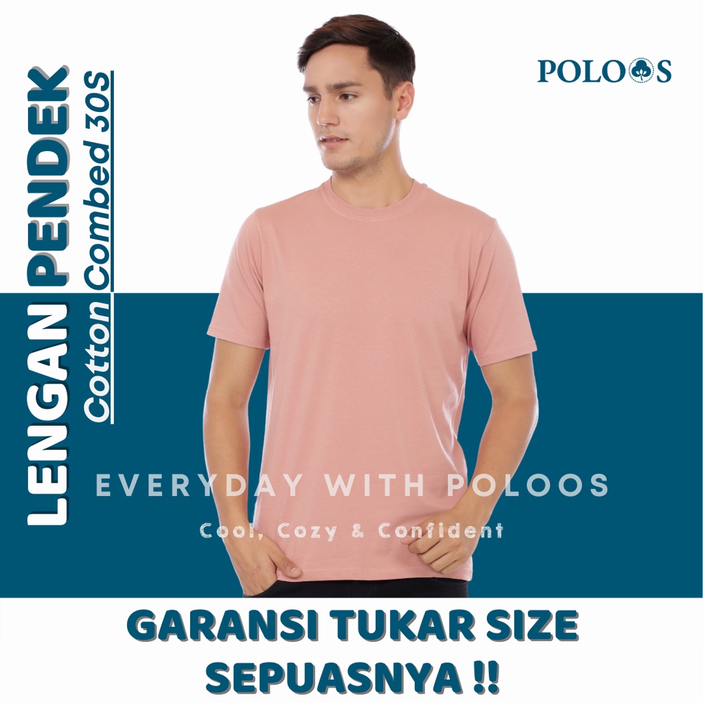 Baju Kaos Polos Pria Lengan Pendek Dusty Pink Peach