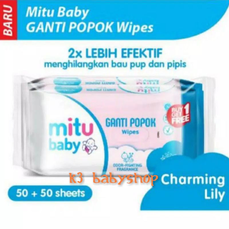 Tissue Basah Mitu Baby Ganti Popok Wipes 50s buy 1 get 1 free wet tissue tisu bayi baby wipes