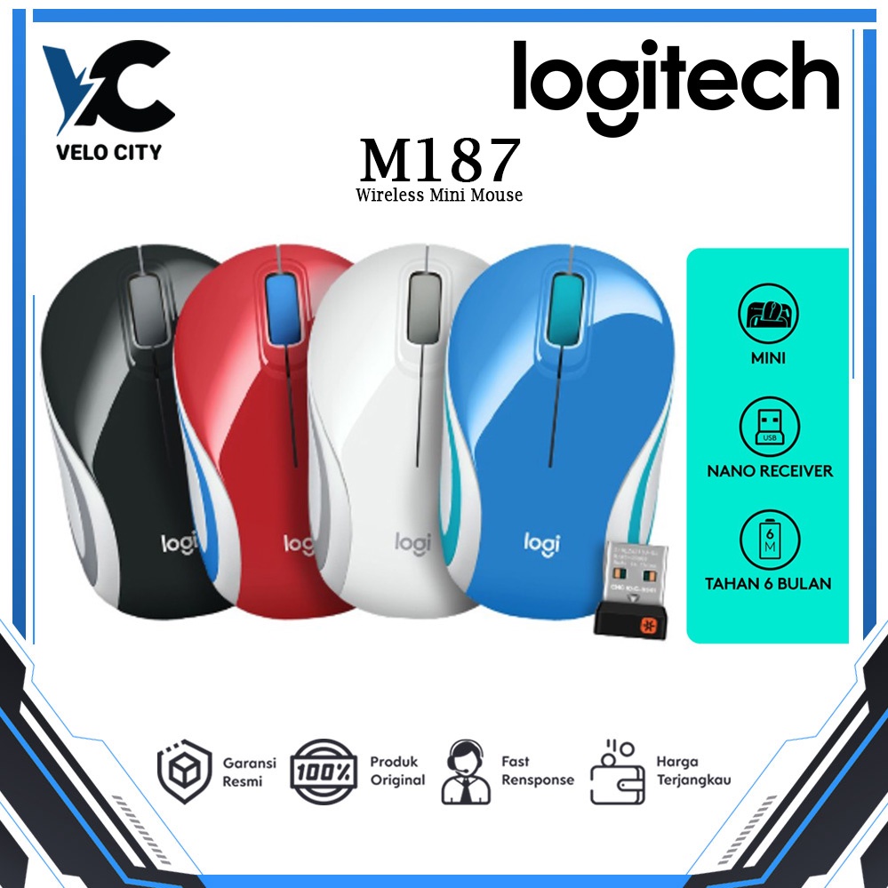 Mouse Wireless logitech M187 Original Garansi 1 Tahun