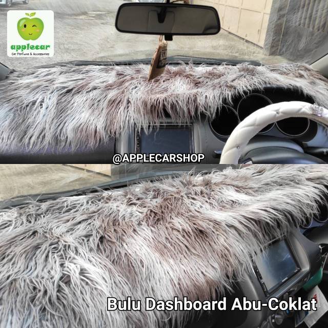 Hiasan dashboard Mobil bulu dashboard Abu coklat