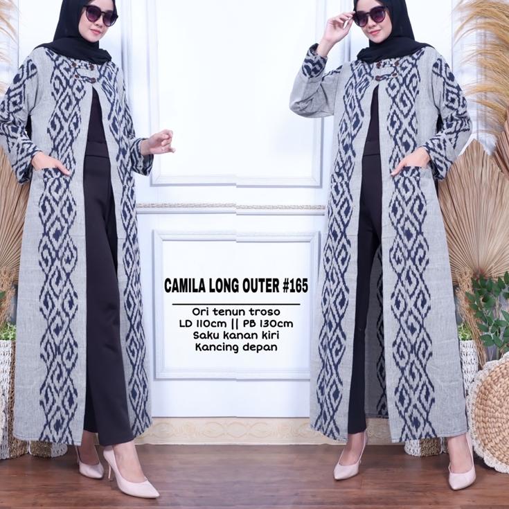Top Produk.. Long Cardi Bahan Tenun Troso Premium Long Outer Tenun Camila