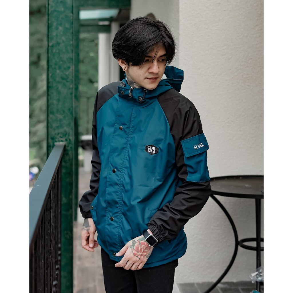 [BISA COD] Jaket Cowok Parasut Taslan Anti Air Saku Lengan Model Windrunner Wind Runner Original