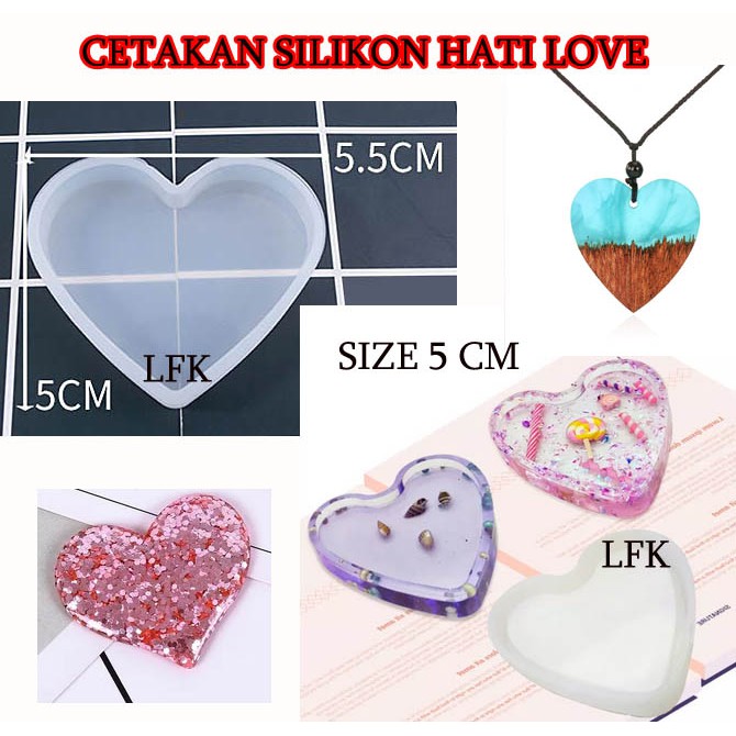SF CETAKAN SILIKON HATI LOVE HEART DEKORASI KUE RESIN COKLAT ART DIY CLAY MOLD ALAT DEKORASI PENDANT