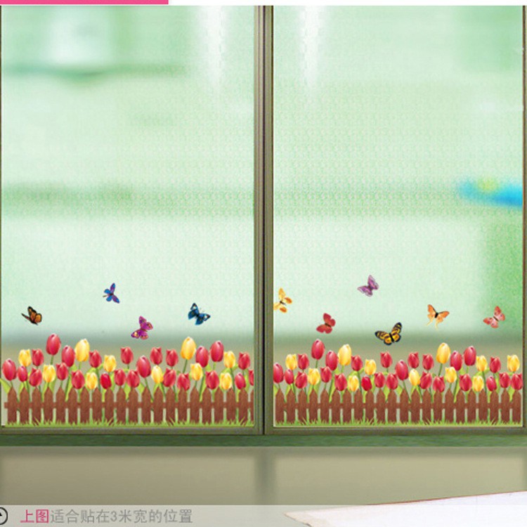 RELIZA WALL STICKER RUMPUT PAGAR BUNGA TULIP GRASS FLOWER AY735 STIKER DINDING